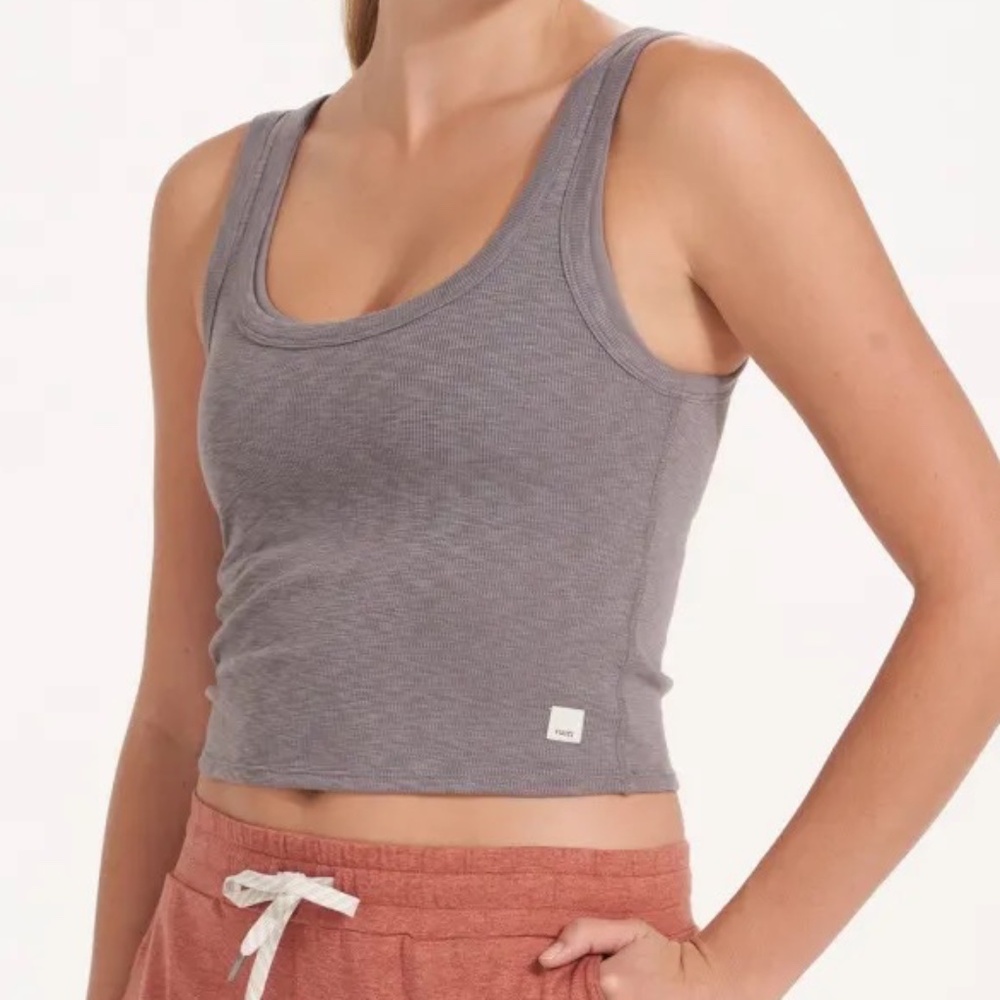 Vuori Sunrise Cropped Tank Top Ribbed XS Grey